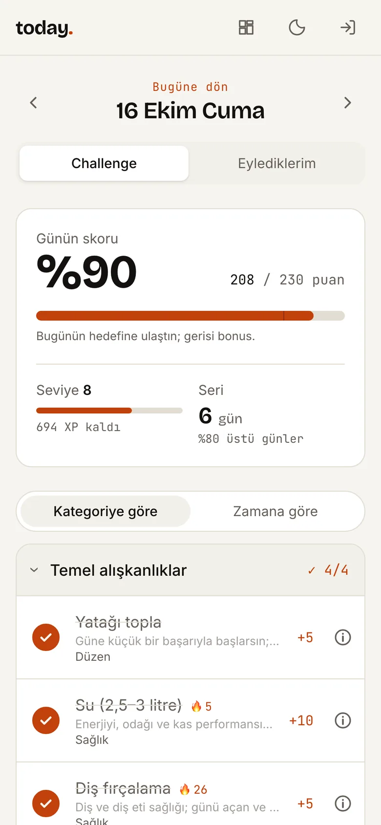 Challenge ekranı